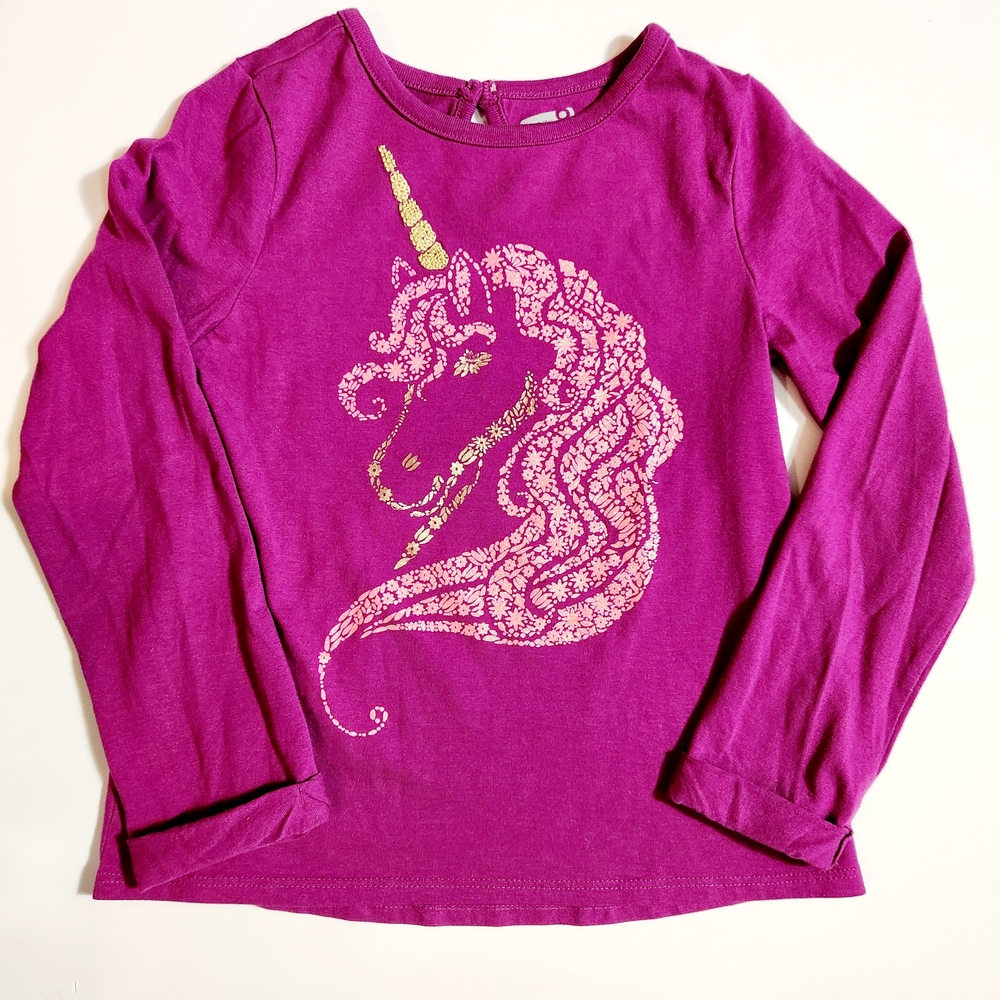 💜Crazy 8 Unicorn Purple Print Girls Long Sleeve T-shirt Size: 5T